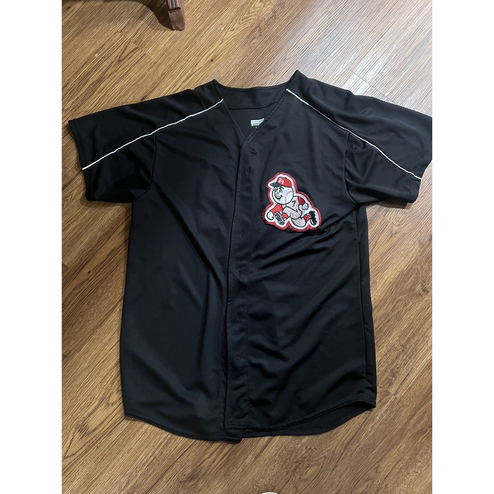 Augusta Sportswear Black Cincinnati Reds‎ Jersey Retro Logo Size Large